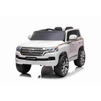 Elektrické autíčko Toyota Landcruiser 12V, bílé, Koženkové sedátko, 2,4 GHz dálkové ovládání, USB/AUX Vstup, Odpružení