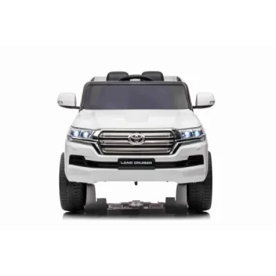 Elektrické autíčko Toyota Landcruiser 12V, bílé, Koženkové sedátko, 2,4 GHz dálkové ovládání, USB/AUX Vstup, Odpružení