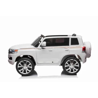 Elektrické autíčko Toyota Landcruiser 12V, bílé, Koženkové sedátko, 2,4 GHz dálkové ovládání, USB/AUX Vstup, Odpružení