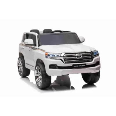 Elektrické autíčko Toyota Landcruiser 12V, bílé, Koženkové sedátko, 2,4 GHz dálkové ovládání, USB/AUX Vstup, Odpružení