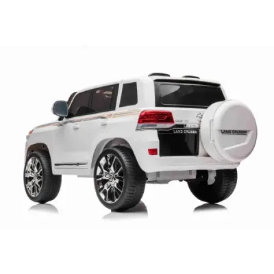 Elektrické autíčko Toyota Landcruiser 12V, bílé, Koženkové sedátko, 2,4 GHz dálkové ovládání, USB/AUX Vstup, Odpružení