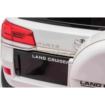Elektrické autíčko Toyota Landcruiser 12V, bílé, Koženkové sedátko, 2,4 GHz dálkové ovládání, USB/AUX Vstup, Odpružení