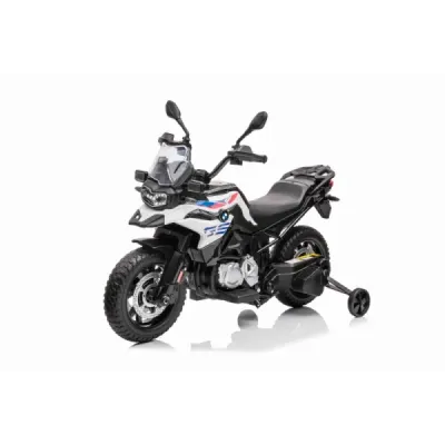 Elektrická Motorka BMW F850 GS, Licencované, 12V baterie, EVA měkká kola, 2 x 35W motor,LED Světla, Pomocná kolečka, bílá
