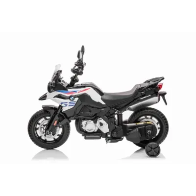 Elektrická Motorka BMW F850 GS, Licencované, 12V baterie, EVA měkká kola, 2 x 35W motor,LED Světla, Pomocná kolečka, bílá