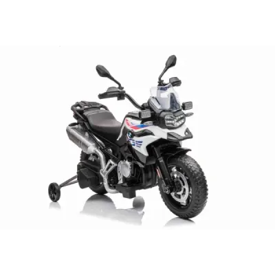 Elektrická Motorka BMW F850 GS, Licencované, 12V baterie, EVA měkká kola, 2 x 35W motor,LED Světla, Pomocná kolečka, bílá