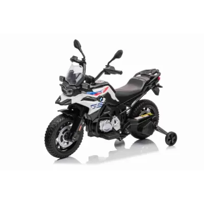 Elektrická Motorka BMW F850 GS, Licencované, 12V baterie, EVA měkká kola, 2 x 35W motor,LED Světla, Pomocná kolečka, bílá