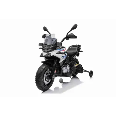 Elektrická Motorka BMW F850 GS, Licencované, 12V baterie, EVA měkká kola, 2 x 35W motor,LED Světla, Pomocná kolečka, bílá