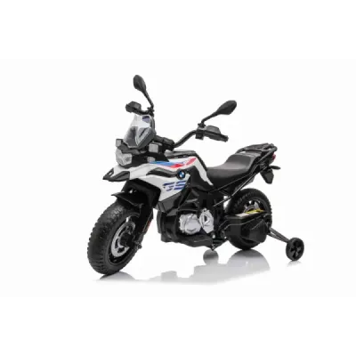 Elektrická Motorka BMW F850 GS, Licencované, 12V baterie, EVA měkká kola, 2 x 35W motor,LED Světla, Pomocná kolečka, bílá