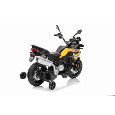 Elektrická Motorka BMW F850 GS, Licencované, 12V baterie, EVA měkká kola, 2 x 35W motor,LED Světla, Pomocná kolečka, žlutá