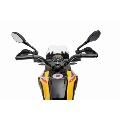 Elektrická Motorka BMW F850 GS, Licencované, 12V baterie, EVA měkká kola, 2 x 35W motor,LED Světla, Pomocná kolečka, žlutá