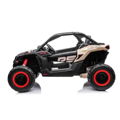 Elektrické autíčko Can-am Maverick, černý, dvoumístné, odpružená zadní náprava, 2,4 Ghz dálkové ovládání, přenosná baterie, 4 x 