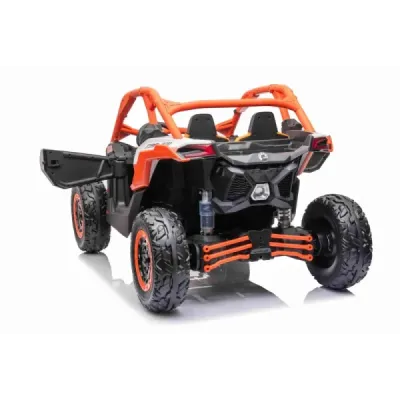 Elektrické autíčko Can-am Maverick, oranžový, dvoumístné, odpružená zadní náprava, 2,4 Ghz dálkové ovládání, přenosná baterie, 4