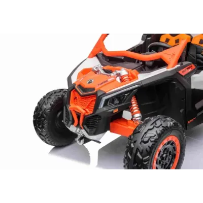 Elektrické autíčko Can-am Maverick, oranžový, dvoumístné, odpružená zadní náprava, 2,4 Ghz dálkové ovládání, přenosná baterie, 4