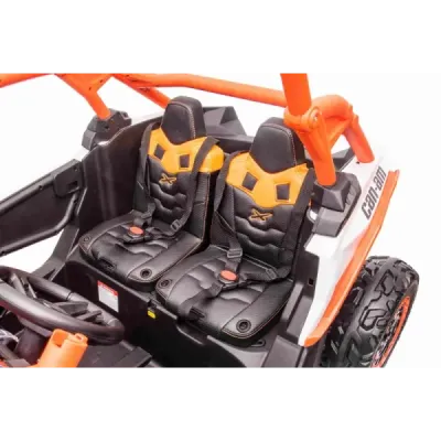 Elektrické autíčko Can-am Maverick, oranžový, dvoumístné, odpružená zadní náprava, 2,4 Ghz dálkové ovládání, přenosná baterie, 4