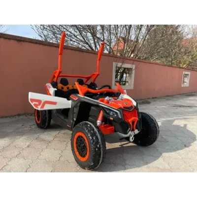 Elektrické autíčko Can-am Maverick, oranžový, dvoumístné, odpružená zadní náprava, 2,4 Ghz dálkové ovládání, přenosná baterie, 4