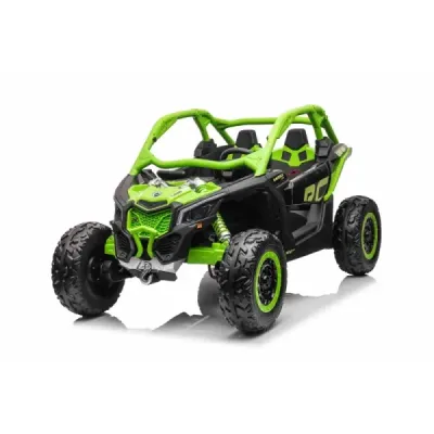 Elektrické autíčko Can-am Maverick, zelený, dvoumístné, odpružená zadní náprava, 2,4 Ghz dálkové ovládání, přenosná baterie, 4 x