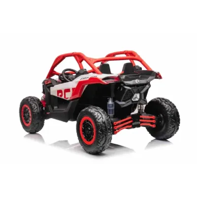 Elektrické autíčko Can-am Maverick, červený, dvoumístné, odpružená zadní náprava, 2,4 Ghz dálkové ovládání, přenosná baterie, 4 