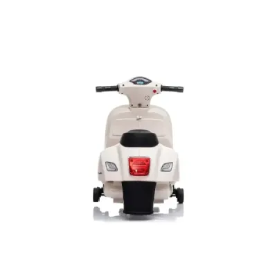 Elektrická motorka Vespa GTS, bílé, s pomocnými koly, Licencované, Lithiová baterie, Koženkové sedátko, 30W motor