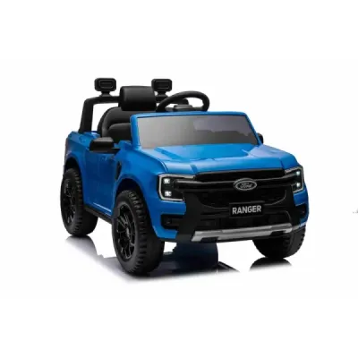 Elektrické autíčko FORD Ranger 12V, modré, Koženkové sedátko, 2,4 GHz dálkové ovládání, Bluetooth/USB Vstup, Odpružení, 12V bate