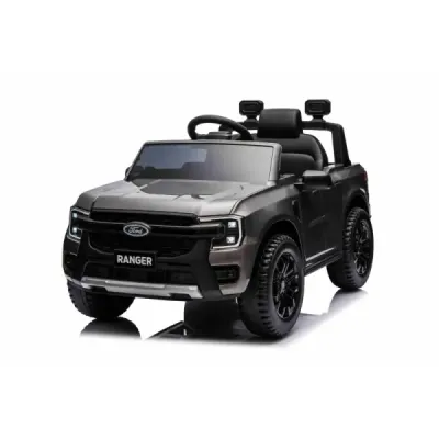 Elektrické autíčko FORD Ranger 12V, Šedá metalíza, Koženkové sedátko, 2,4 GHz dálkové ovládání, Bluetooth/USB Vstup, Odpružení, 