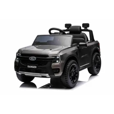 Elektrické autíčko FORD Ranger 12V, Šedá metalíza, Koženkové sedátko, 2,4 GHz dálkové ovládání, Bluetooth/USB Vstup, Odpružení, 