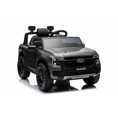 Elektrické autíčko FORD Ranger 12V, Šedá metalíza, Koženkové sedátko, 2,4 GHz dálkové ovládání, Bluetooth/USB Vstup, Odpružení, 