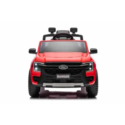 Elektrické autíčko FORD Ranger 12V, červené, Koženkové sedátko, 2,4 GHz dálkové ovládání, Bluetooth/USB Vstup, Odpružení, 12V ba