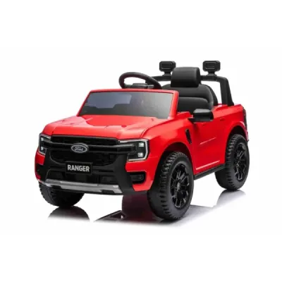 Elektrické autíčko FORD Ranger 12V, červené, Koženkové sedátko, 2,4 GHz dálkové ovládání, Bluetooth/USB Vstup, Odpružení, 12V ba