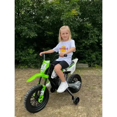 Elektrická Motorka MOTOCROSS, Oranžová, 12V baterie, EVA měkká kola, Koženkové sedátko, 2 x 25W Motor, Odpružení, Kovový rám, MP
