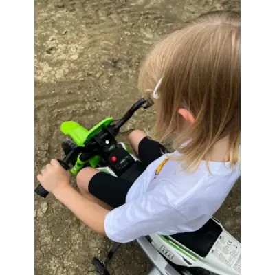 Elektrická Motorka MOTOCROSS, Oranžová, 12V baterie, EVA měkká kola, Koženkové sedátko, 2 x 25W Motor, Odpružení, Kovový rám, MP