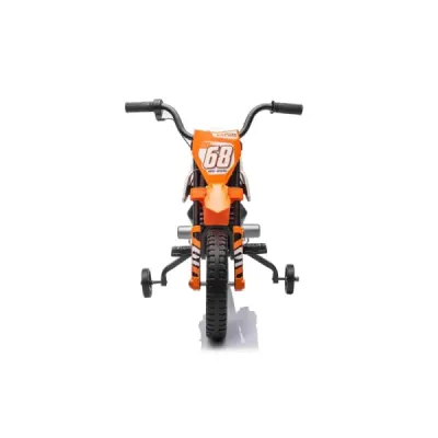 Elektrická Motorka MOTOCROSS, Oranžová, 12V baterie, EVA měkká kola, Koženkové sedátko, 2 x 25W Motor, Odpružení, Kovový rám, MP