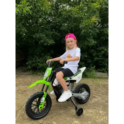Elektrická Motorka MOTOCROSS, Oranžová, 12V baterie, EVA měkká kola, Koženkové sedátko, 2 x 25W Motor, Odpružení, Kovový rám, MP