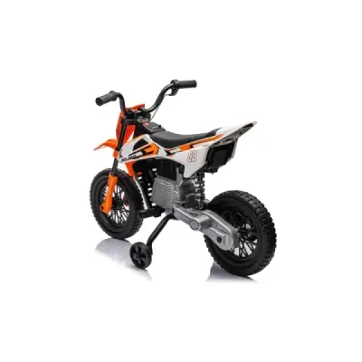 Elektrická Motorka MOTOCROSS, Oranžová, 12V baterie, EVA měkká kola, Koženkové sedátko, 2 x 25W Motor, Odpružení, Kovový rám, MP