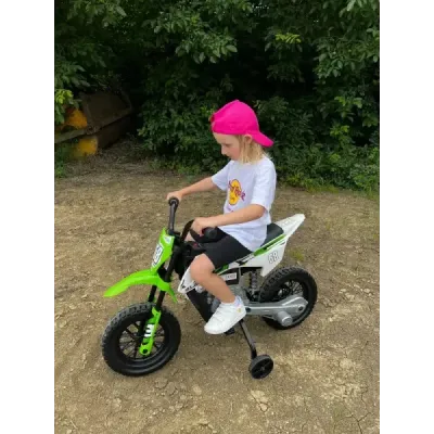 Elektrická Motorka MOTOCROSS, Oranžová, 12V baterie, EVA měkká kola, Koženkové sedátko, 2 x 25W Motor, Odpružení, Kovový rám, MP