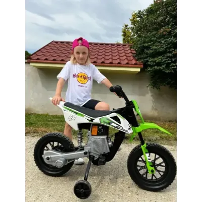 Elektrická Motorka MOTOCROSS, Oranžová, 12V baterie, EVA měkká kola, Koženkové sedátko, 2 x 25W Motor, Odpružení, Kovový rám, MP