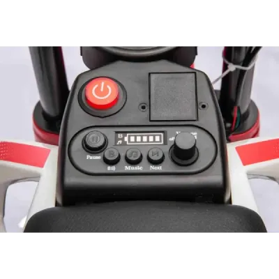 Elektrická Motorka MOTOCROSS, červená, 12V baterie, EVA měkká kola, Koženkové sedátko, 2 x 25W Motor, Odpružení, Kovový rám, MP3