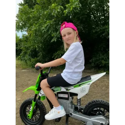 Elektrická Motorka MOTOCROSS, červená, 12V baterie, EVA měkká kola, Koženkové sedátko, 2 x 25W Motor, Odpružení, Kovový rám, MP3