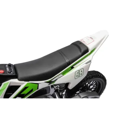 Elektrická Motorka MOTOCROSS, červená, 12V baterie, EVA měkká kola, Koženkové sedátko, 2 x 25W Motor, Odpružení, Kovový rám, MP3