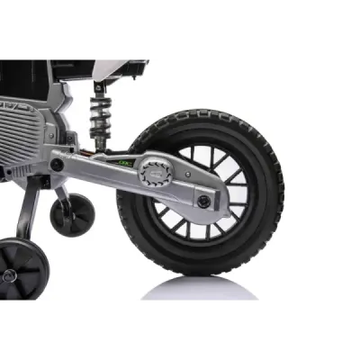 Elektrická Motorka MOTOCROSS, červená, 12V baterie, EVA měkká kola, Koženkové sedátko, 2 x 25W Motor, Odpružení, Kovový rám, MP3