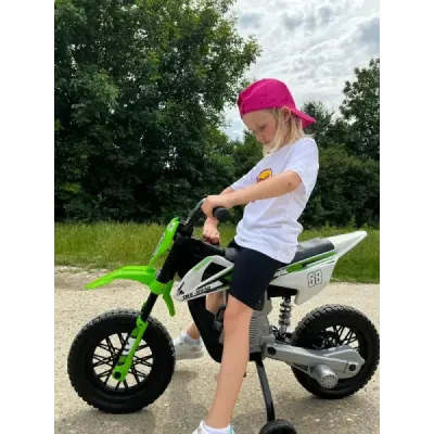Elektrická Motorka MOTOCROSS, červená, 12V baterie, EVA měkká kola, Koženkové sedátko, 2 x 25W Motor, Odpružení, Kovový rám, MP3