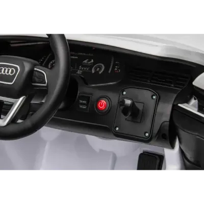 Elektrické autíčko Audi Q7 bílé, Jednomístné, Nezávislé odpružení, 12V baterie, Dálkové ovládání, 2 x 35W motor, LED Světla, USB