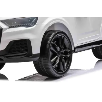 Elektrické autíčko Audi Q7 bílé, Jednomístné, Nezávislé odpružení, 12V baterie, Dálkové ovládání, 2 x 35W motor, LED Světla, USB