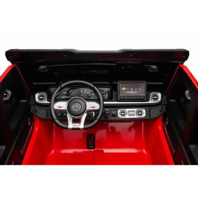 Elektrické autíčko Mercedes-Benz G63 AMG 4x4² Dvoumístné 12V, červené, MP3 Přehrávač s USB/AUX vstupem, Pohon 4x4, Baterie 12V14