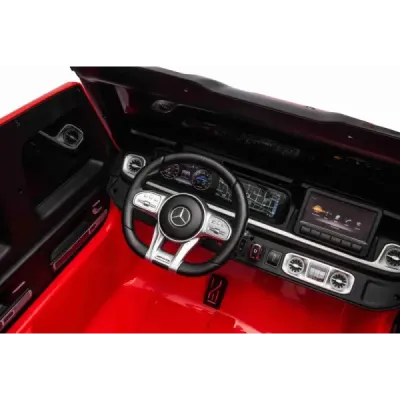 Elektrické autíčko Mercedes-Benz G63 AMG 4x4² Dvoumístné 12V, červené, MP3 Přehrávač s USB/AUX vstupem, Pohon 4x4, Baterie 12V14