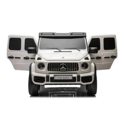 Elektrické autíčko Mercedes-Benz G63 AMG 4x4² Dvoumístné 12V, bílé, MP3 Přehrávač s USB/AUX vstupem, Pohon 4x4, Baterie 12V14Ah,