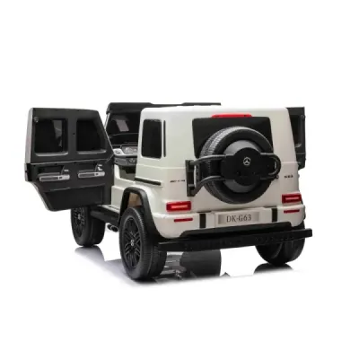 Elektrické autíčko Mercedes-Benz G63 AMG 4x4² Dvoumístné 12V, bílé, MP3 Přehrávač s USB/AUX vstupem, Pohon 4x4, Baterie 12V14Ah,
