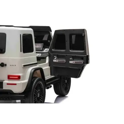 Elektrické autíčko Mercedes-Benz G63 AMG 4x4² Dvoumístné 12V, bílé, MP3 Přehrávač s USB/AUX vstupem, Pohon 4x4, Baterie 12V14Ah,