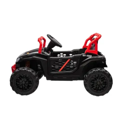 Elektrické autíčko UTV Small 12V, černý, Pohon zadních kol, 12V baterie, Plastová kola, široké dvojité sedátko, 2,4 GHz Dálkový 