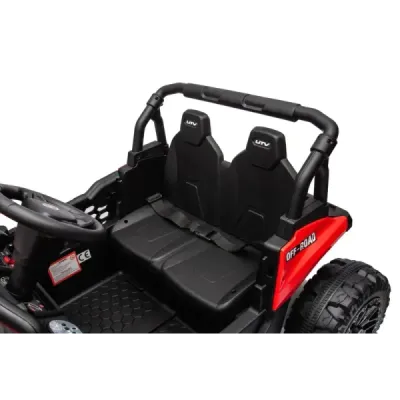 Elektrické autíčko UTV Small 12V, červený, Pohon zadních kol, 12V baterie, Plastová kola, široké dvojité sedátko, 2,4 GHz Dálkov