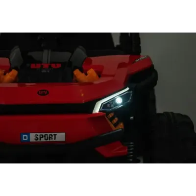 Elektrické autíčko UTV Small 12V, červený, Pohon zadních kol, 12V baterie, Plastová kola, široké dvojité sedátko, 2,4 GHz Dálkov
